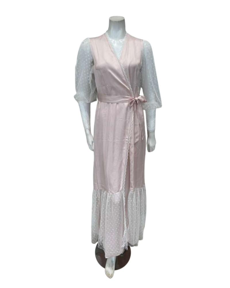 Oh! Zuza Blush Satin and Lace Gown & Robe Set