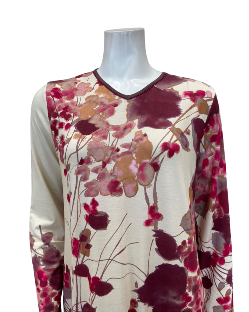 Verdiani Mocha Floral Print V Pull On Modal Nightgown