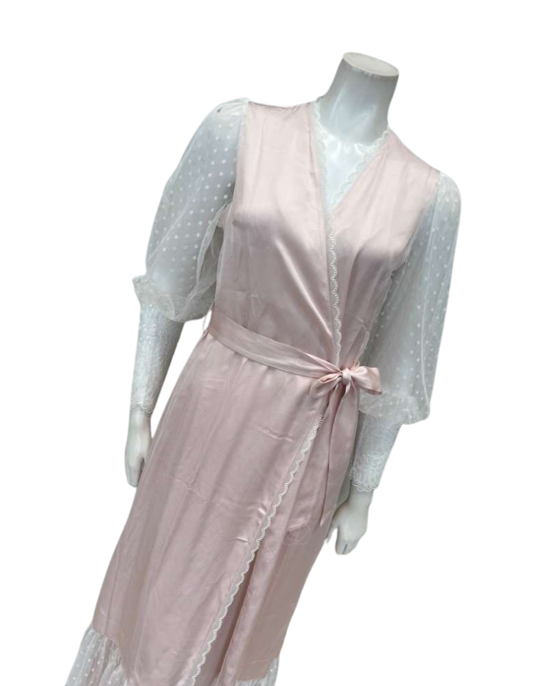 Oh! Zuza Blush Satin and Lace Gown & Robe Set