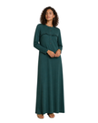 Ellwi Hunter Green Pleated Ruffle Button Down Cotton Nightgown