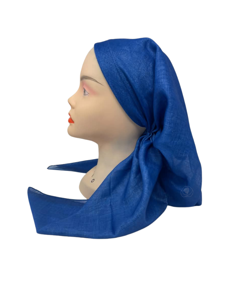 It's Younique Solid Shimmer Sky Blue Pre-Tied Open Back Bandanna with Velvet Grip