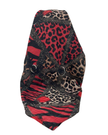 Cherie Burgundy Geometric Leopard Design Adjustable Pre-Tied Open Back Bandanna