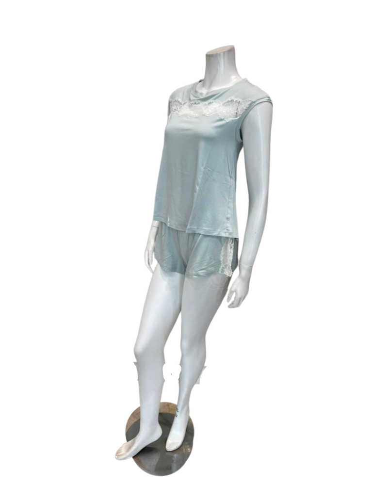 Vanilla Night and Day Mint Open Back Modal Pajamas Shorts Set