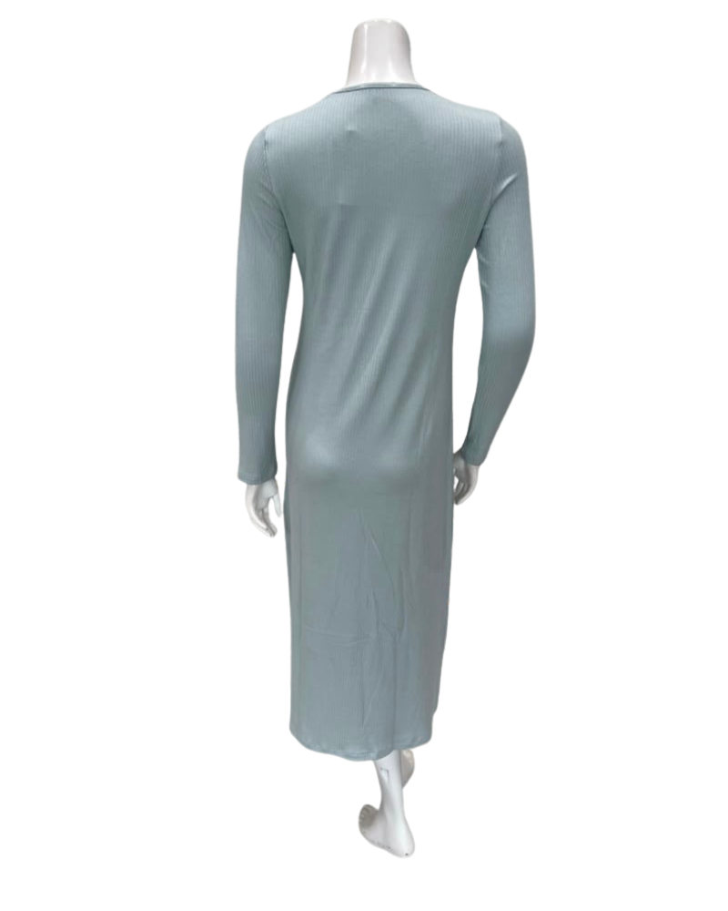 Oh! Zuza Mint Ribbed Lace V Neck Rosie Modal Nightshirt