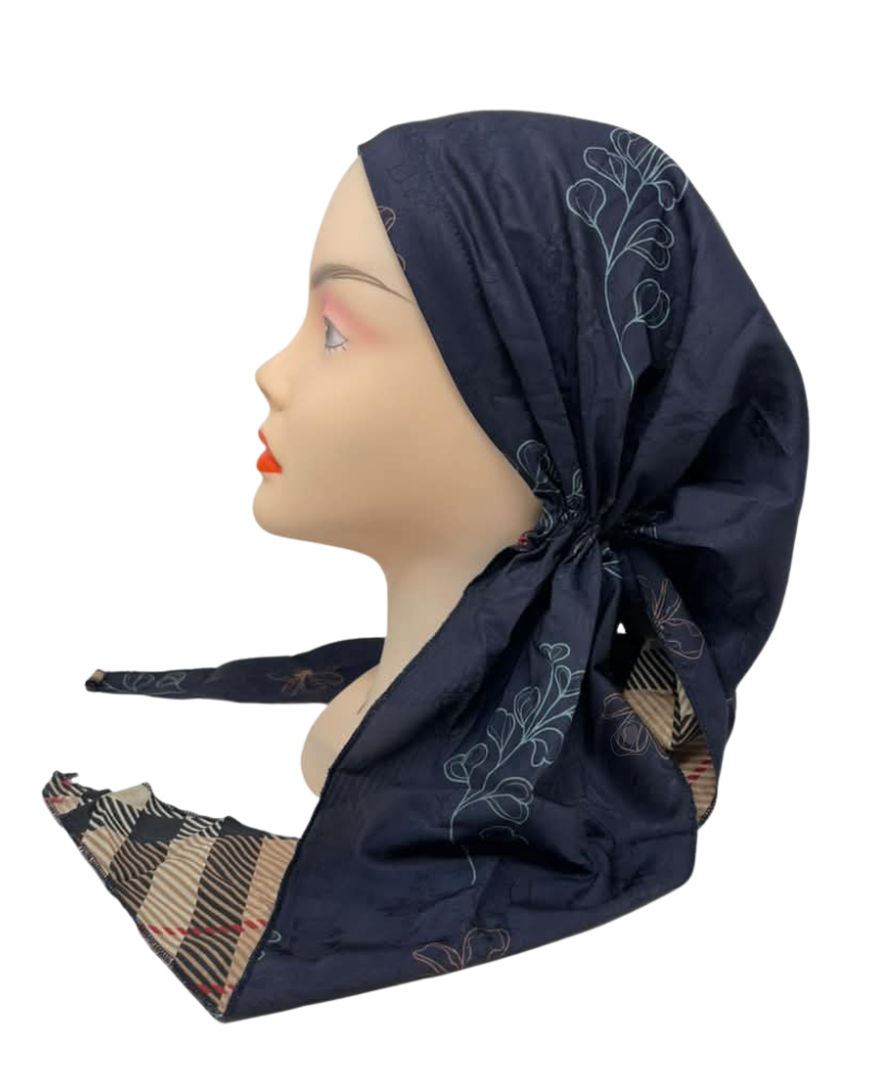 Lizi Headwear Frost Vine Open Back Adjustable Pre-Tied Bandanna with Velvet Grip