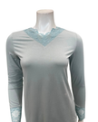 Oh! Zuza Mint Swirl Design Lace V Neck Modal Pajamas Set