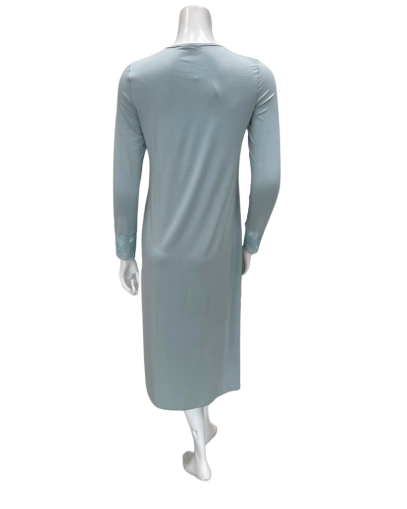 Oh! Zuza Mint Swirl Design Modest V Neck Modal Nightshirt