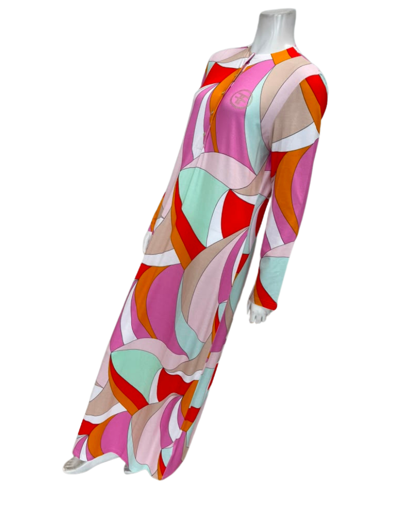 Furstenberg Vibrant Geometric Print Button Down Modal Nightgown