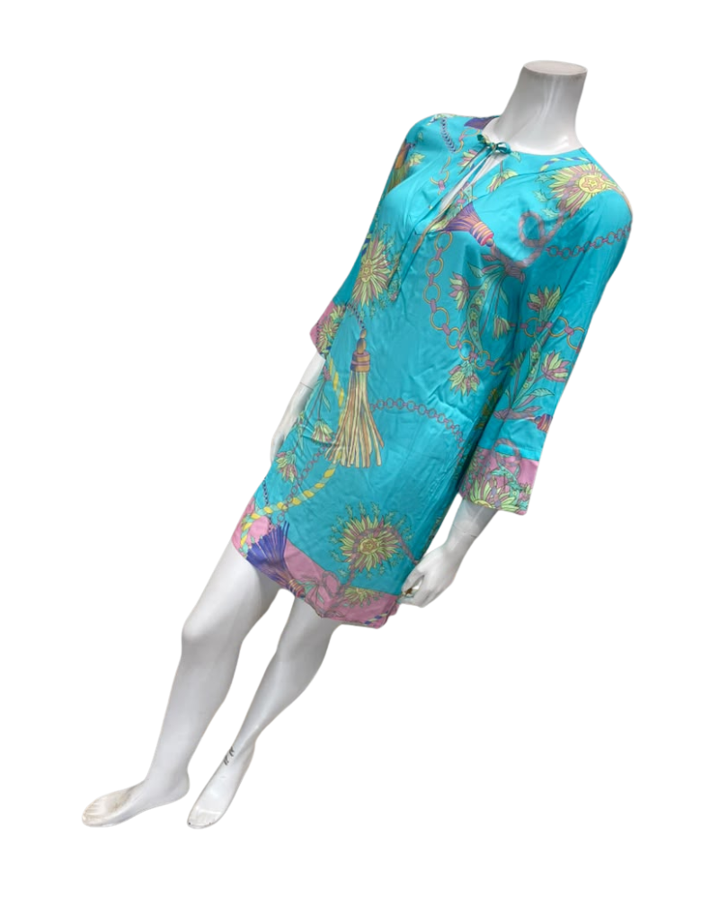 Furstenberg Teal Chains Print Swim Cover Up Myselflingerie.com