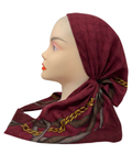 Cherie Burgundy Chain Border Design Adjustable Closed Back Pre-Tied Bandanna