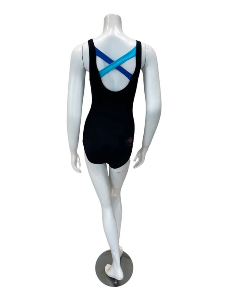 Flamingo Black/Aqua/Royal Black Teen Criss Cross One Piece Bathing Suit