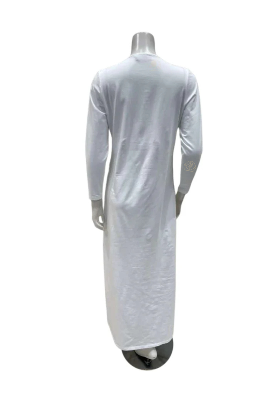 Chicolli N5171 White Dickie Wrap Cotton Versatile Nursing Nightgown Myselflingerie.com