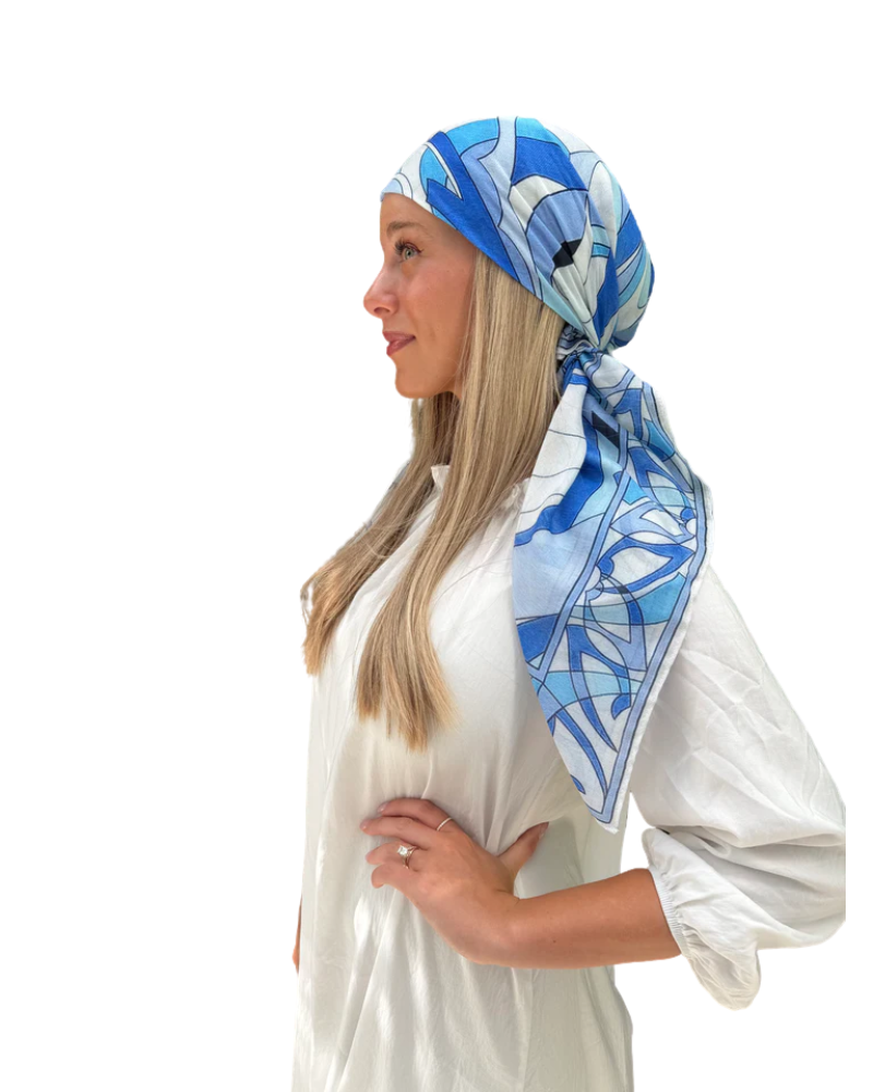 Scarf Bar Inspired Azure Motion Square Scarf with Invisible Grip Myselflingerie.com