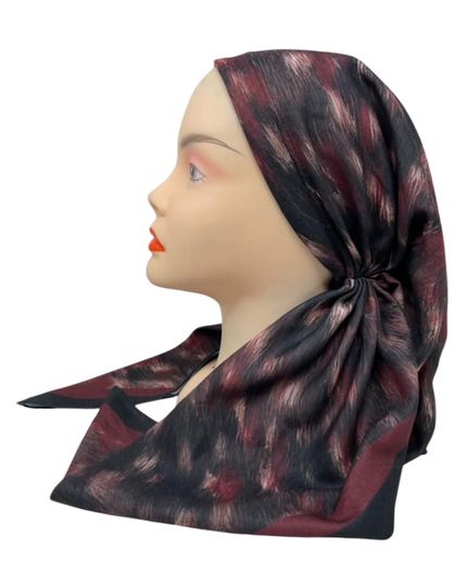 It's Younique Maroon/Cream Animal Print Pre-Tied Open Back Bandanna with Velvet Grip