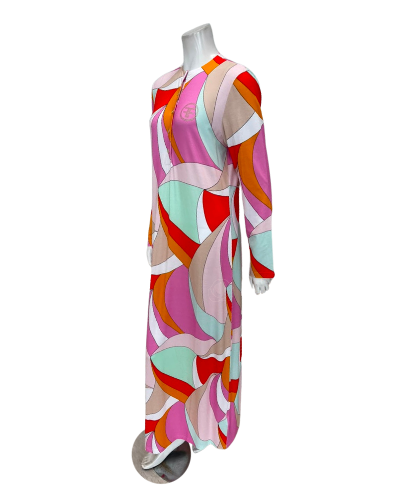 Furstenberg Vibrant Geometric Print Button Down Modal Nightgown