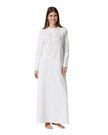 Pen-ky White Embroidered Flowers Button Down Cotton Nightgown