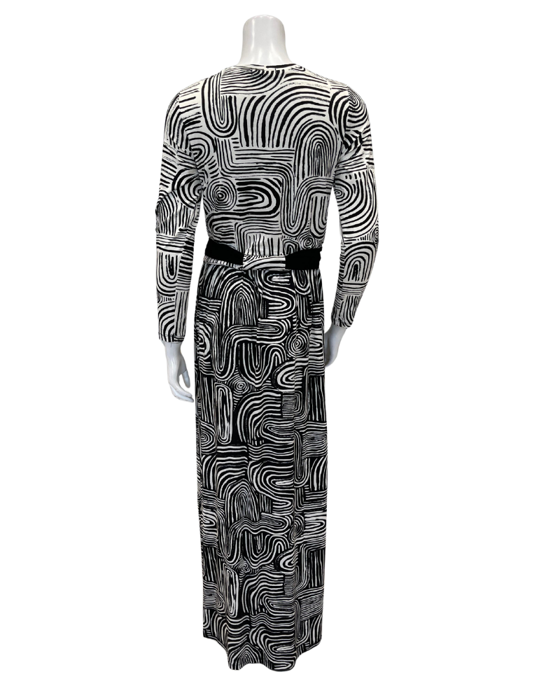 ORD Black and White Spiral Print Modal Nursing Nightgown Myselflingerie.com