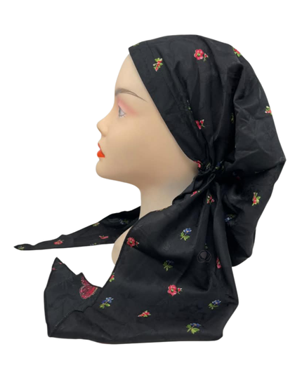 Lizi Headwear Jewel Blossom Silk Prints Adjustable Pre-Tied Bandanna with Velvet Grip