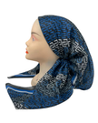 It's Younique Blue Geometrical Shimmer Pre-Tied Open Back Bandanna with Velvet Grip