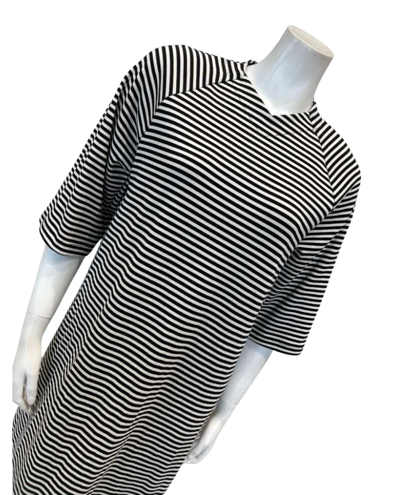 Jackie O'Loungewear Black & White Striped Swim Coverup Lounger Myselflingerie.com