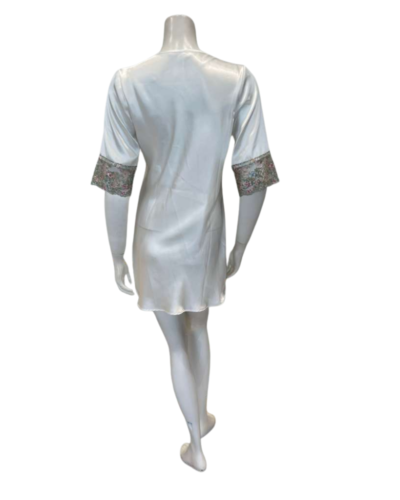 Madeleine Fig Claire Vintage Pearl Short Sleeve Chemise & Wrap Set Myselflingerie.com