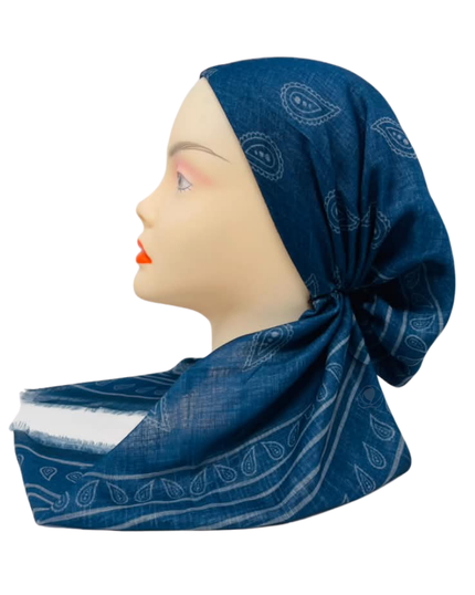 Revaz Navy Paisley Adjustable Pre-Tied Bandanna with Velvet Grip