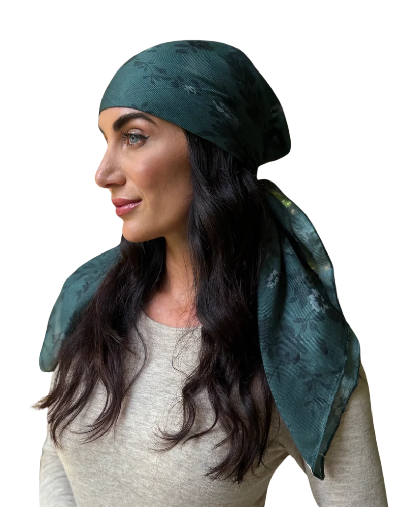 Scarf Bar Emerald Bloom Square Scarf with Invisible Grip