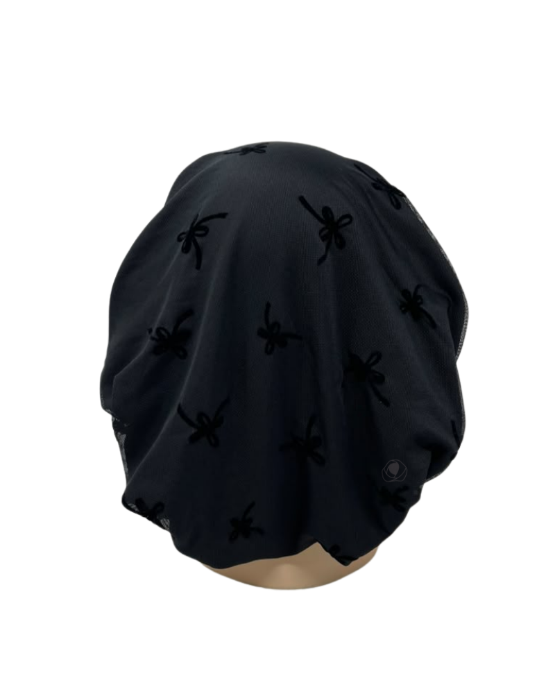 Triple Up Black/Black Mesh Bows Lined Pre-Tied Bandanna