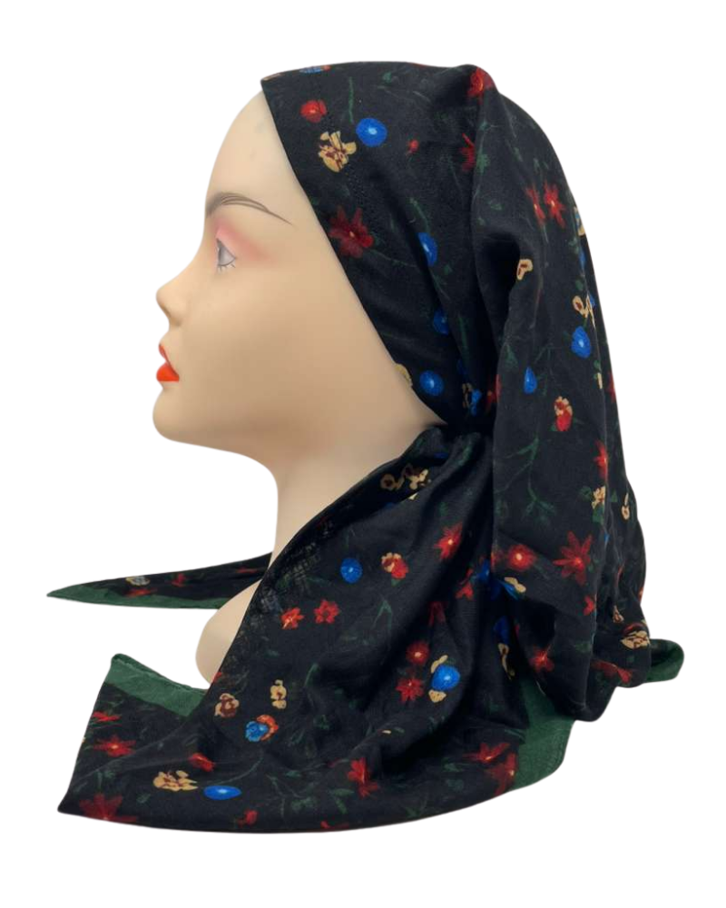 Cherie SP346A-FL Floral Border Design Adjustable Pre-Tied Open Back Bandanna