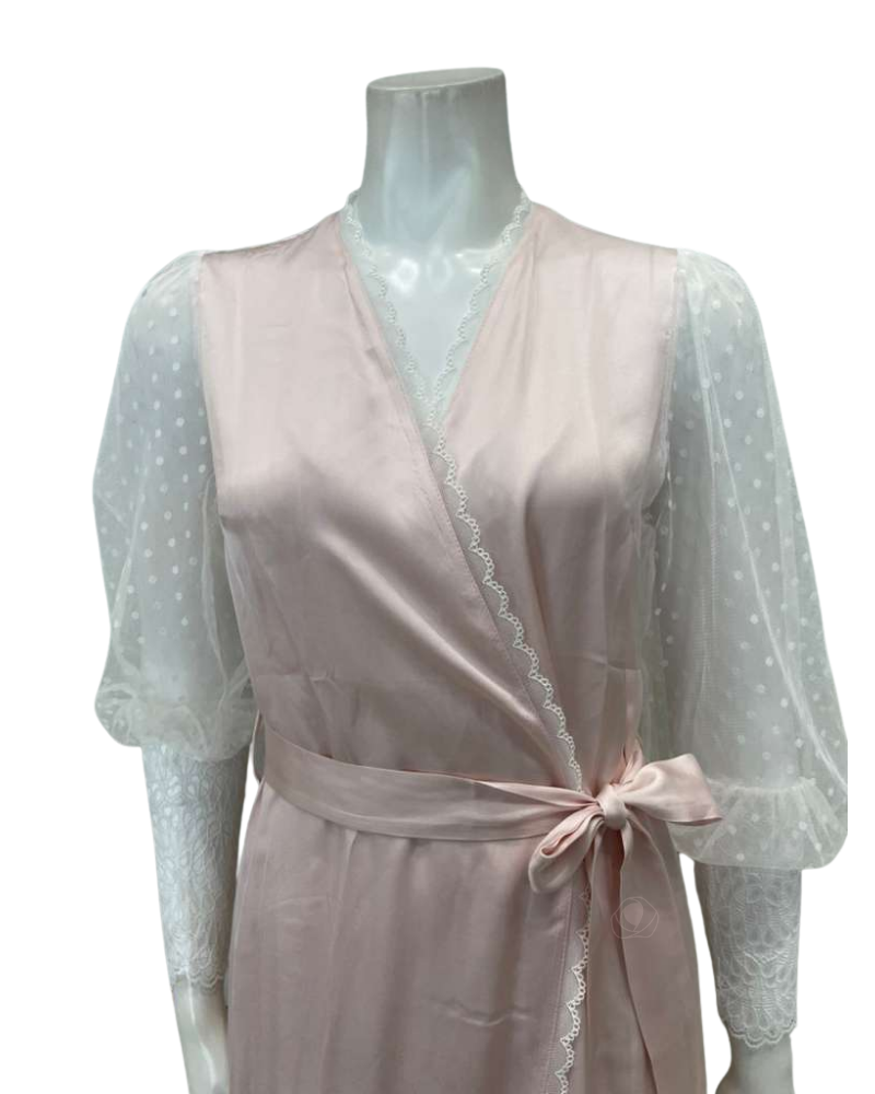 Oh! Zuza Blush Satin and Lace Gown & Robe Set