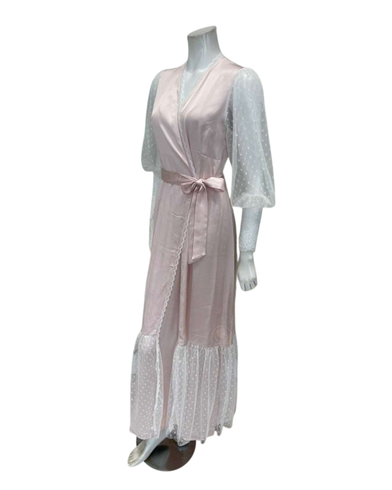 Oh! Zuza Blush Satin and Lace Gown & Robe Set
