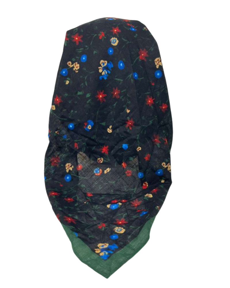 Cherie Floral Border Design Adjustable Pre-Tied Open Back Bandanna