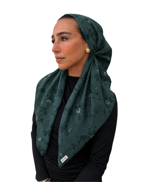 Scarf Bar Emerald Bloom Classic Pre-Tied Bandanna with Velvet Grip