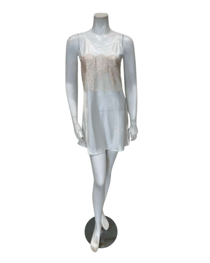 Madeleine Fig Sophia Peach Lace Charmeuse Chemise + Joan Long Robe Set