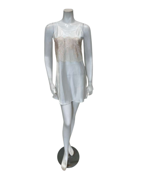 Madeleine Fig Sophia Peach Lace Charmeuse Chemise + Joan Long Robe Set