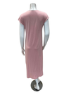 Oh! Zuza Dusty Pink Satin Trim V Neck Short Sleeve Modal Nightshirt