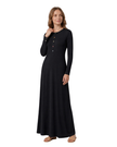 Ellwi Black Rhinestone Button Down Cotton Nightgown