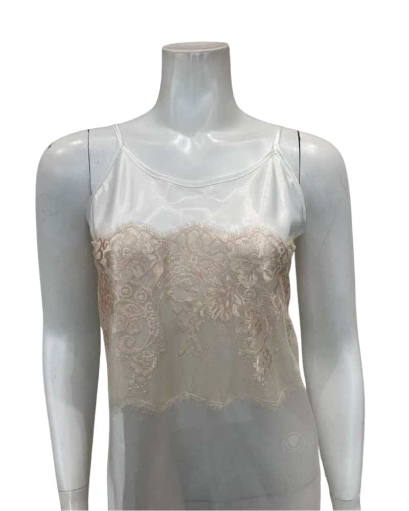 Madeleine Fig Sophia Peach Lace Charmeuse Chemise + Joan Long Robe Set
