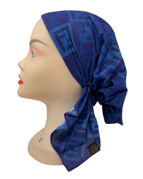 Cherie HB-175NY Navy F Design Short Tails Pre-Tied Bandanna