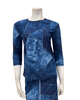Seashells Denim Patchwork Round Neck 3/4