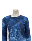 Seashells Denim Patchwork Round Neck 3/4