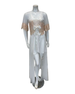 Madeleine Fig Sophia Peach Lace Charmeuse Chemise + Joan Long Robe Set