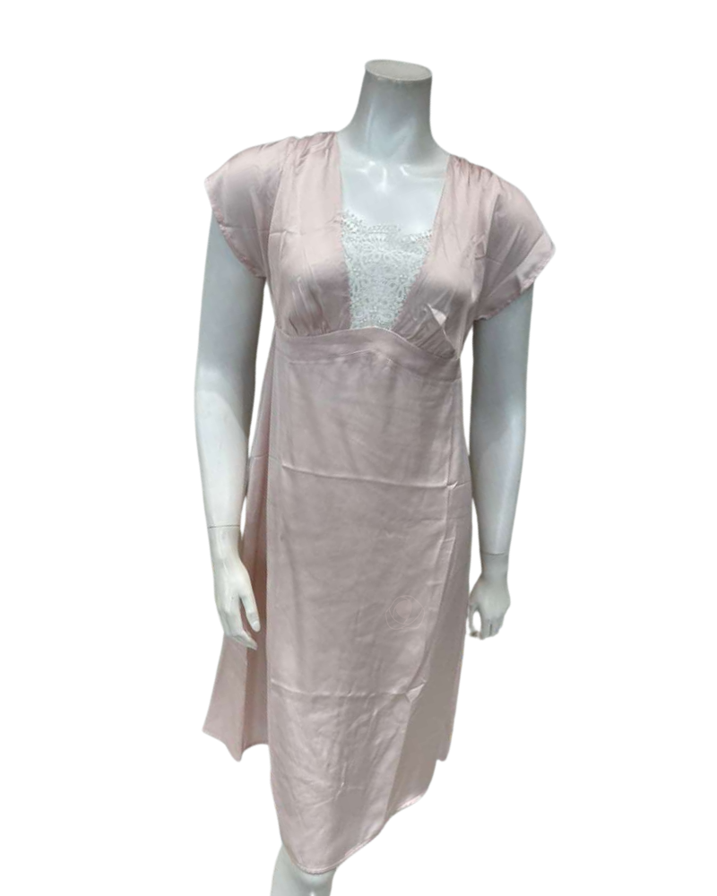 Oh! Zuza Blush Lace Tie Back Satin Chemise
