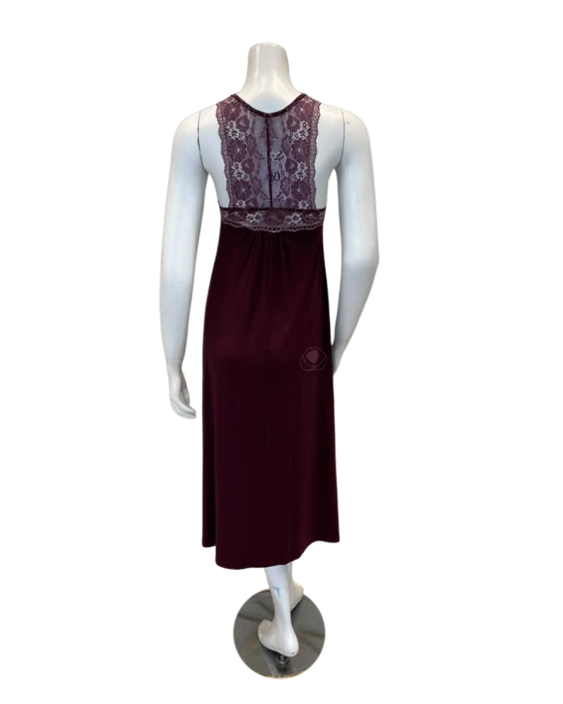 Oh! Zuza Maroon Lace Modal Nightgown