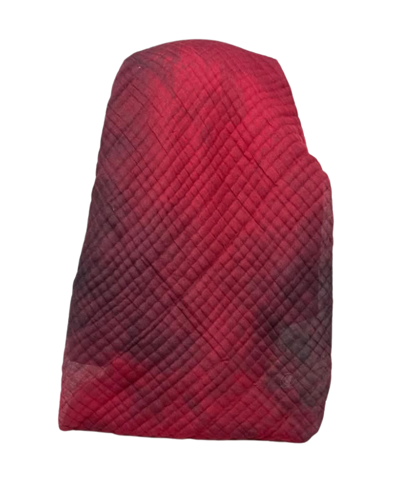 It's Younique Maroon Tie Dye Waffle Fabric Pre-Tied Open Back Bandanna with Velvet Grip