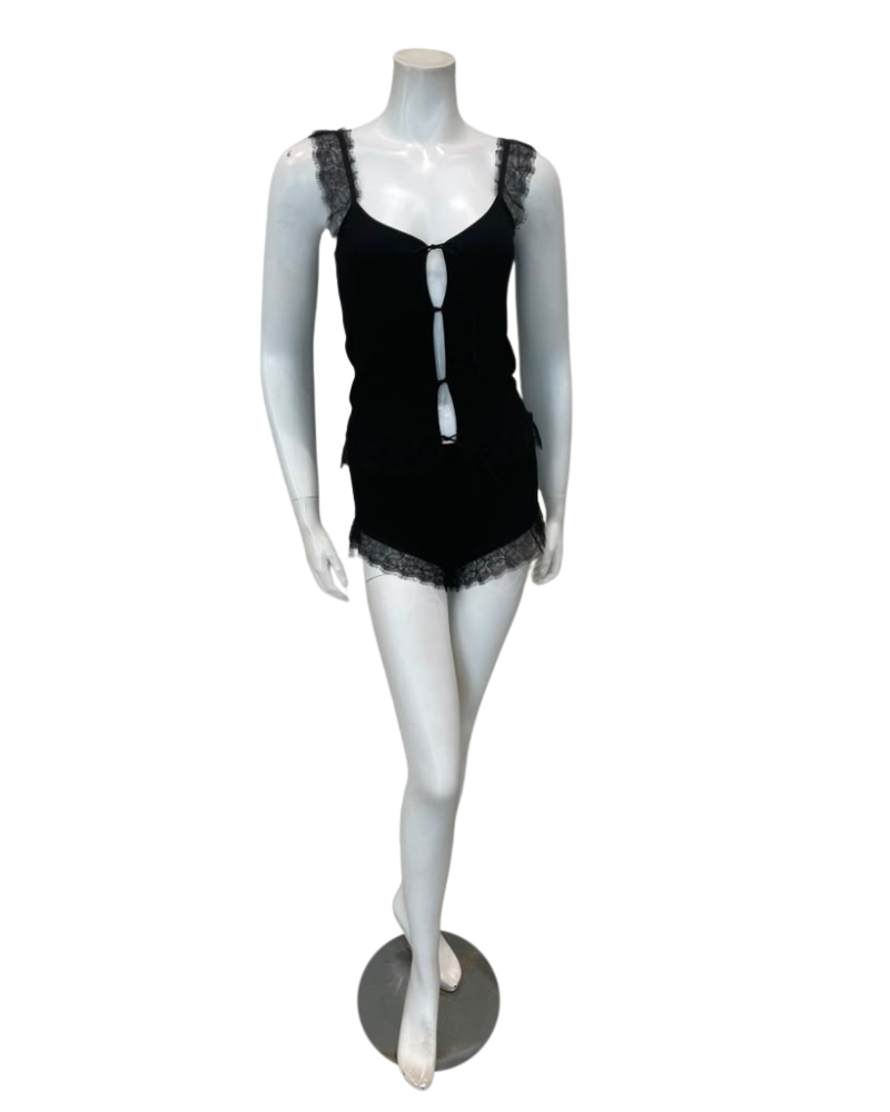 Oh! Zuza Black Lace Cami & Shorts Set