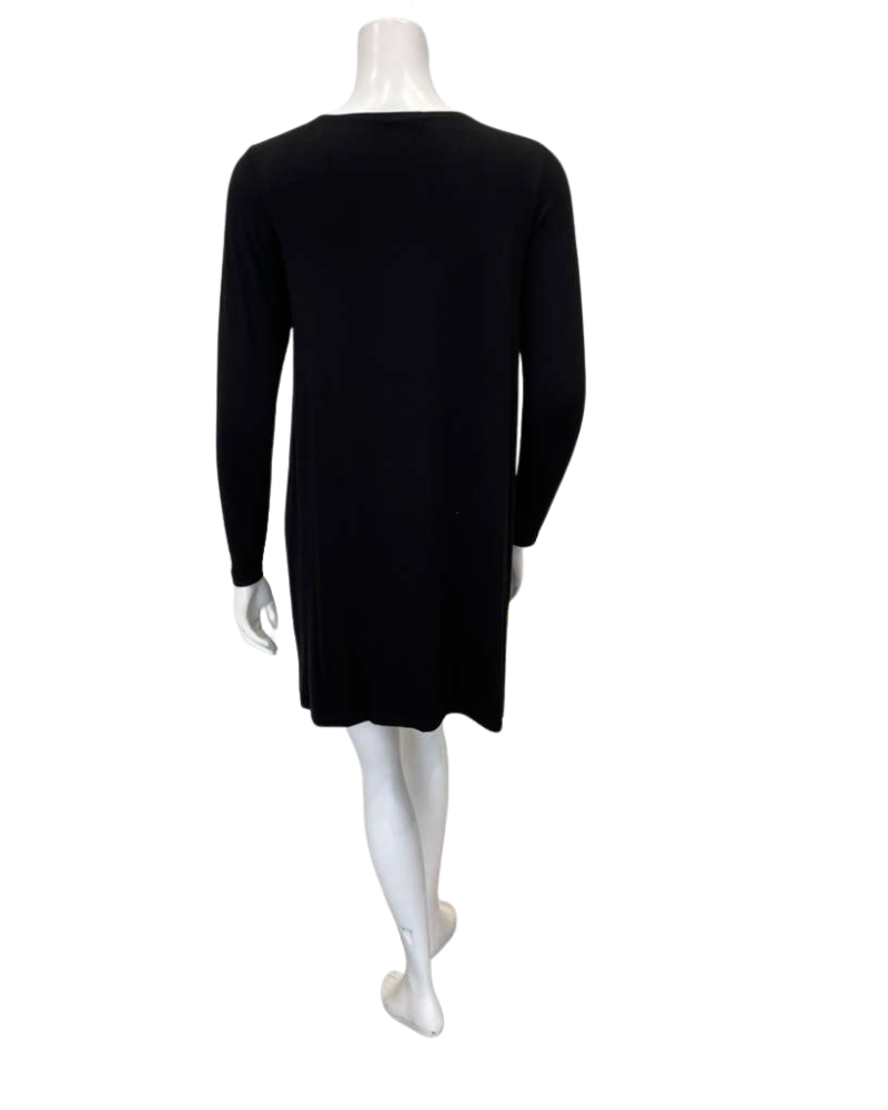 Jackie O'Loungewear Black V Neck Lace Long Sleeves Modal Nightshirt Myselflingerie.com