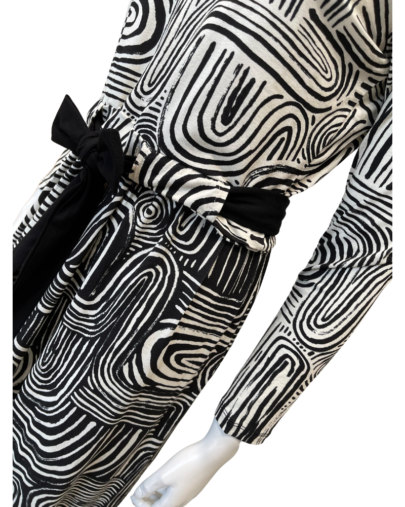 ORD Black and White Spiral Print Modal Nursing Nightgown Myselflingerie.com