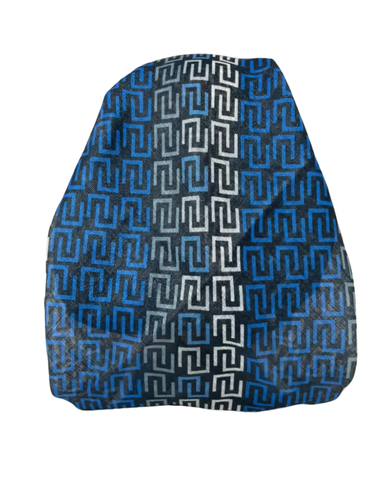 It's Younique Blue Geometrical Shimmer Pre-Tied Open Back Bandanna with Velvet Grip