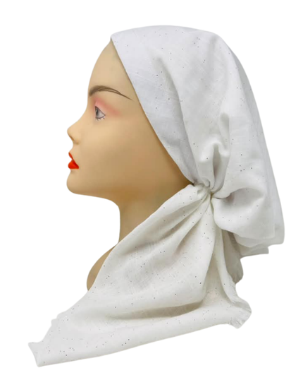 Cherie White/Gold Lined Adjustable Closed Back Pre-Tied Bandanna